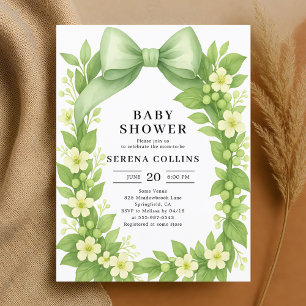 Elegant Botanisch Green Bow Vrijgezellenfeest Briefkaart