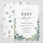 Elegant botanisch groen blad Baby shower Kaart (Voorkant / Achterkant)