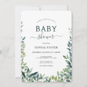 Elegant botanisch groen blad Baby shower Kaart (Voorkant)