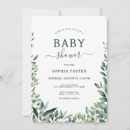 Elegant botanisch groen blad Baby shower Kaart