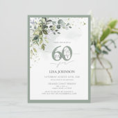 Elegant Botanisch groen Bloemen 60ste verjaardag Kaart (Staand voorkant)