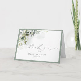 Elegant Botanisch groen Bloemen Foto Bruiloft Kaart