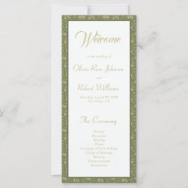 Elegant Botanisch Groen Bloemen Trouwprogramma