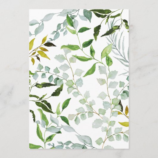 Elegant Botanisch groen Bruiloft Menu (Achterkant)