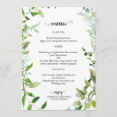 Elegant Botanisch groen Bruiloft Menu (Voorkant)
