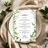 Elegant Botanisch groen Bruiloft Menu