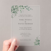 Elegant Botanisch groen eenvoudig Script Trouwen Acryl Uitnodigingen (Insitu (Draagbaar))