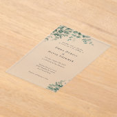 Elegant Botanisch groen eenvoudig Script Trouwen Acryl Uitnodigingen (Laagn)