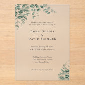 Elegant Botanisch groen eenvoudig Script Trouwen Acryl Uitnodigingen (Voorkant)
