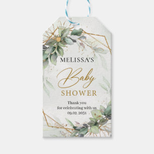 Elegant botanisch groen eucalyptus Baby shower Cadeaulabel