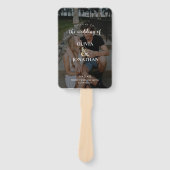 Elegant Botanisch groen foto bruiloft programma Handwaaier (Voorkant)