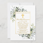 Elegant botanisch groen Heilige Communie goud Kaart (Voorkant)