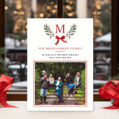 Elegant botanisch groen Holly Flat Feestdagenkaart