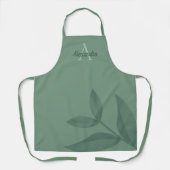 Elegant botanisch groen monogram schort (Voorkant)