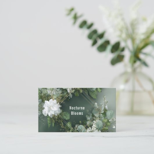 Elegant botanisch groen Sage Green & Gold Visitekaartje (Staand voorkant)