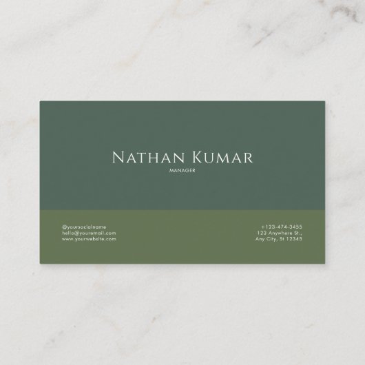 Elegant botanisch groen Sage Green & Gold Visitekaartje (Achterkant)