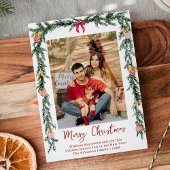 Elegant Botanisch Groen Vrolijk Kerstfeest 1 Foto Feestdagenkaart