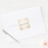 Elegant Botanisch Huwelijk Vierkante Sticker (Envelop)