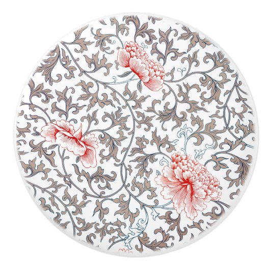 Elegant  Botanisch in neutraal kleuren Keramische Knop (Voorkant)