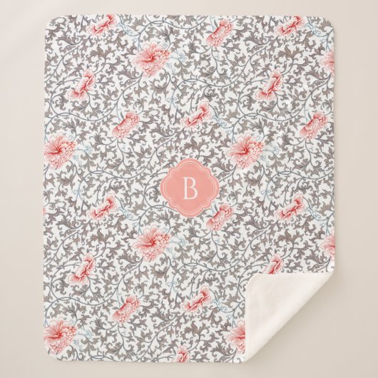 Elegant  Botanisch in neutraal kleuren Sherpa Deken (Voorkant)