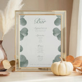 Elegant Botanisch Ivoor & Wijze Wedding Bar Menu