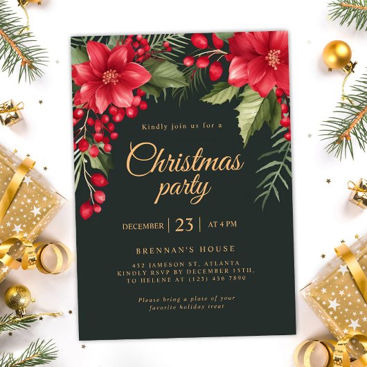 Elegant botanisch kerstfeest kaart