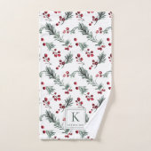Elegant Botanisch Kerstmonogram Bad Handdoek (Handdoek)