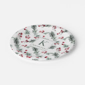 Elegant Botanisch Kerstmonogram Papieren Bordje (Gekanteld)
