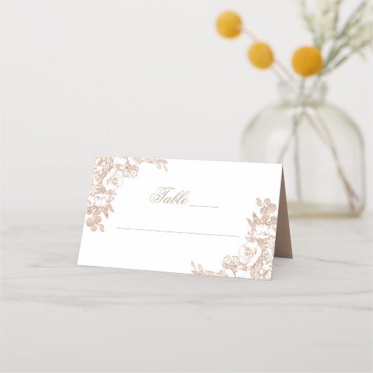 Elegant botanisch | Koperzilver Roos Plaatskaartje (Voorkant)