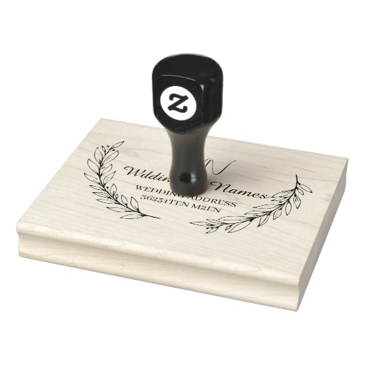 Elegant Botanisch Koppel Monogram Terugadres Rubberstempel (Stempel)
