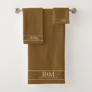 Elegant botanisch koppelmonogram bad handdoek