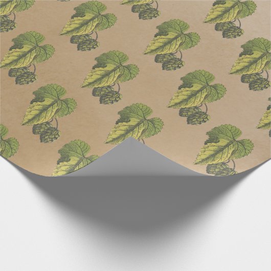 Elegant Botanisch Kraft Hops Patroon Cadeaupapier (Hoek)