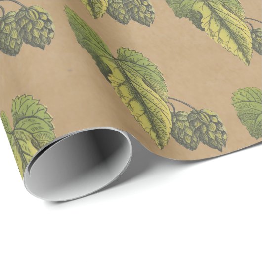 Elegant Botanisch  Kraft Hops Patroon Cadeaupapier (Rol Hoek)