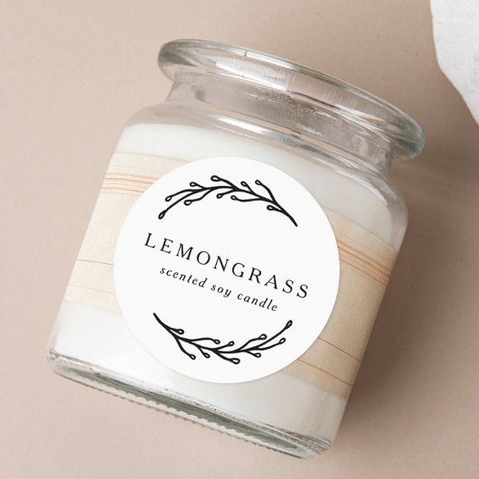Elegant botanisch kransproductlabel ronde sticker