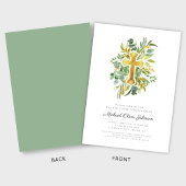 Elegant Botanisch Kruis Eerste Communie Kaart