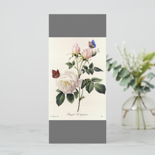 Elegant  botanisch kunstgrijs bladwijzer programmakaart (Staand voorkant)