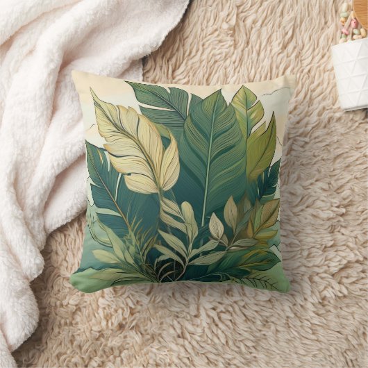 Elegant botanisch kussen met levendig bladontwerp (Deken)