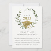 Elegant Botanisch Leafy Wreated Gold Afstuderen Bedankkaart (Voorkant)