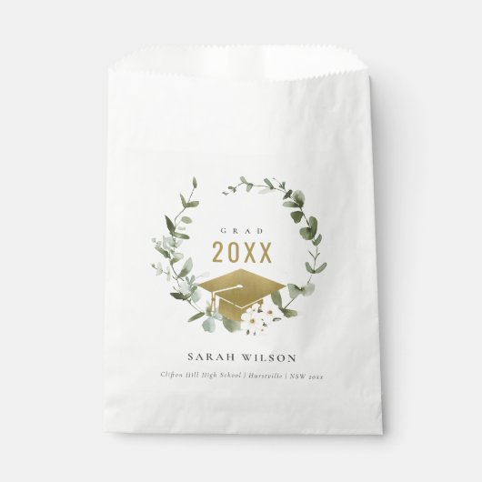 Elegant Botanisch Leafy Wreated Gold Afstuderen Bedankzakje (Voorkant)
