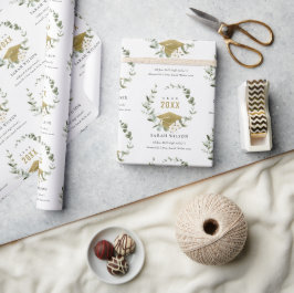 Elegant Botanisch Leafy Wreated Gold Afstuderen Cadeaupapier