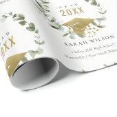 Elegant Botanisch Leafy Wreated Gold Afstuderen Cadeaupapier (Rol Hoek)