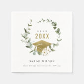 Elegant Botanisch Leafy Wreated Gold Afstuderen Servet (Voorkant)