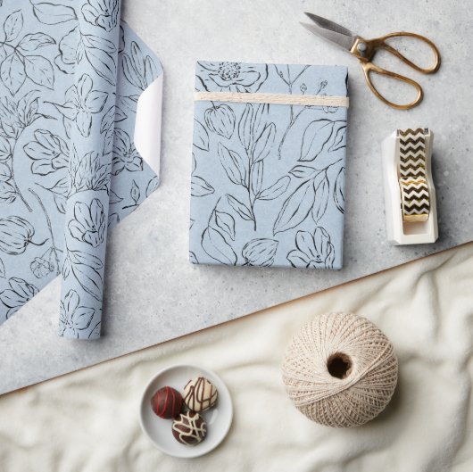 Elegant botanisch lijnkunstpatroon cadeaupapier (Crafts)