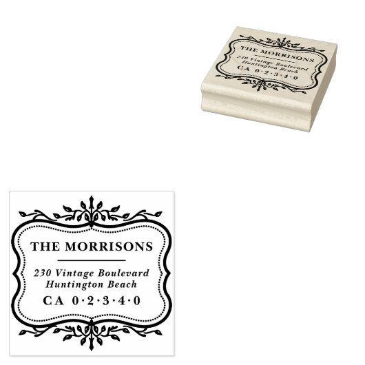 Elegant Botanisch Lijst Familienaam Retouradres Rubberstempel (Gestempeld)