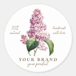 Elegant Botanisch Lila Handgemaakt Product Ronde Sticker