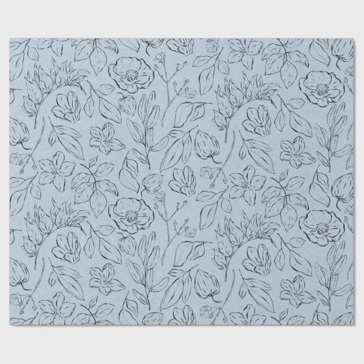 Elegant Botanisch Line Art Patroon Cadeaupapier (Vlak)