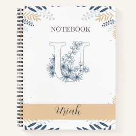 Elegant Botanisch met Initiaal U Notitieboek
