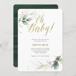 Elegant, botanisch, modern, groen, Baby shower Kaart
