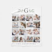Elegant Botanisch Monogram 16 Fotocollage Fleece Deken (Voorkant)