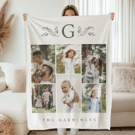 Elegant Botanisch Monogram 6 Fotocollage Fleece Deken